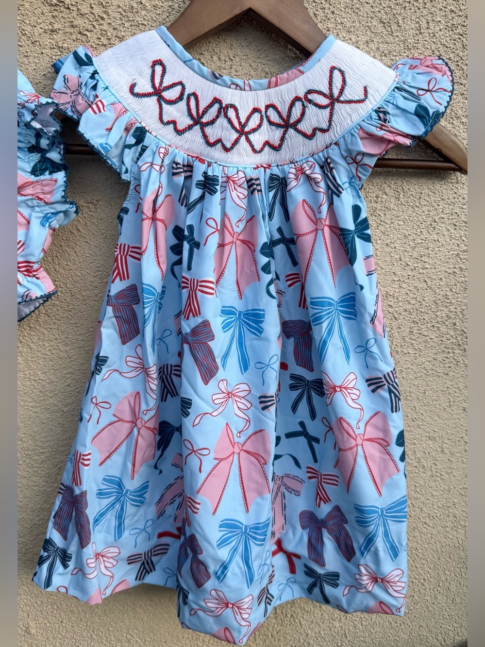 Poppy Kids 4th Of July Dress Smocked Embroidery Cap Sleeves 3T
